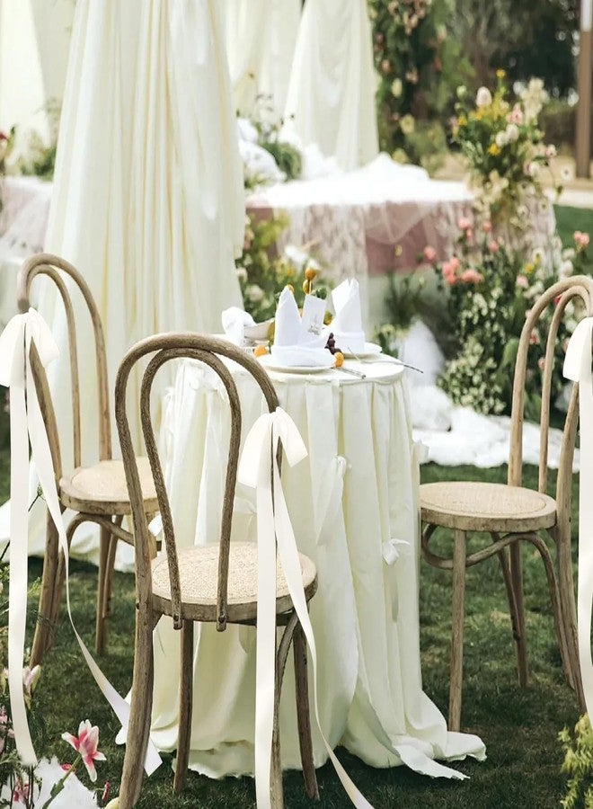 Ansberta 24 Pcs Large Wedding Ivory Ribbon Bows for Wedding Chairs Decorative Ribbon Sashes for Pew Back Elegant Ceremony Ribbons for Bridal Shower Banquet Marriage Ceremony - Image 5